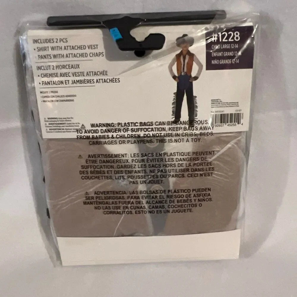 Party City Child Kids Western Cowboy Boy’s Halloween Costume Size Large NWT